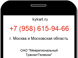 Информация о номере телефона +7 (958) 615-94-66: регион, оператор