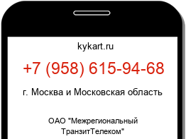 Информация о номере телефона +7 (958) 615-94-68: регион, оператор