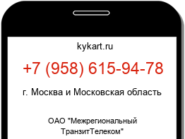 Информация о номере телефона +7 (958) 615-94-78: регион, оператор