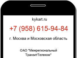 Информация о номере телефона +7 (958) 615-94-84: регион, оператор