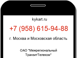 Информация о номере телефона +7 (958) 615-94-88: регион, оператор