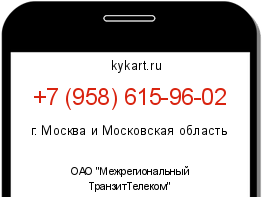 Информация о номере телефона +7 (958) 615-96-02: регион, оператор