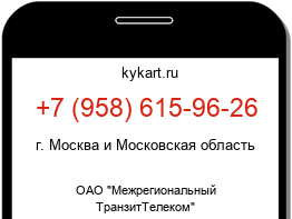 Информация о номере телефона +7 (958) 615-96-26: регион, оператор