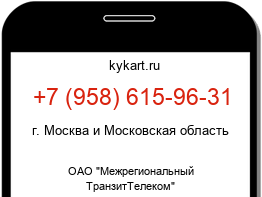 Информация о номере телефона +7 (958) 615-96-31: регион, оператор