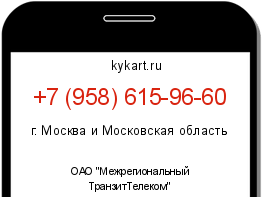 Информация о номере телефона +7 (958) 615-96-60: регион, оператор