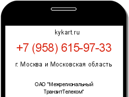 Информация о номере телефона +7 (958) 615-97-33: регион, оператор