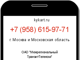 Информация о номере телефона +7 (958) 615-97-71: регион, оператор