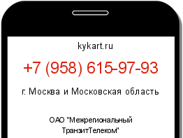 Информация о номере телефона +7 (958) 615-97-93: регион, оператор