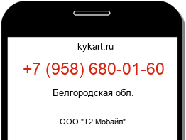 Информация о номере телефона +7 (958) 680-01-60: регион, оператор