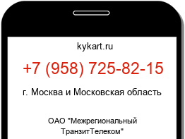 Информация о номере телефона +7 (958) 725-82-15: регион, оператор
