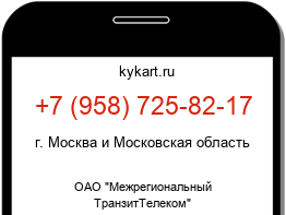 Информация о номере телефона +7 (958) 725-82-17: регион, оператор