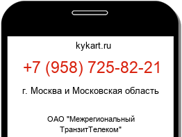 Информация о номере телефона +7 (958) 725-82-21: регион, оператор