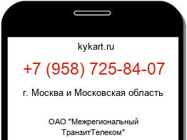 Информация о номере телефона +7 (958) 725-84-07: регион, оператор