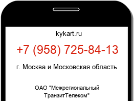 Информация о номере телефона +7 (958) 725-84-13: регион, оператор