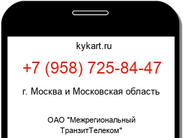 Информация о номере телефона +7 (958) 725-84-47: регион, оператор