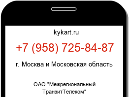 Информация о номере телефона +7 (958) 725-84-87: регион, оператор