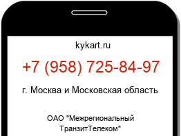 Информация о номере телефона +7 (958) 725-84-97: регион, оператор