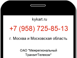 Информация о номере телефона +7 (958) 725-85-13: регион, оператор