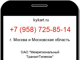 Информация о номере телефона +7 (958) 725-85-14: регион, оператор