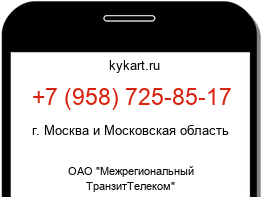 Информация о номере телефона +7 (958) 725-85-17: регион, оператор