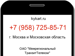Информация о номере телефона +7 (958) 725-85-71: регион, оператор