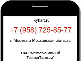Информация о номере телефона +7 (958) 725-85-77: регион, оператор