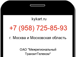 Информация о номере телефона +7 (958) 725-85-93: регион, оператор