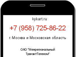 Информация о номере телефона +7 (958) 725-86-22: регион, оператор