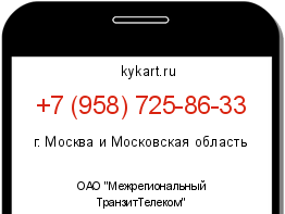 Информация о номере телефона +7 (958) 725-86-33: регион, оператор