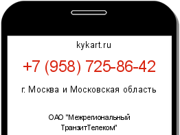 Информация о номере телефона +7 (958) 725-86-42: регион, оператор