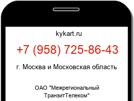 Информация о номере телефона +7 (958) 725-86-43: регион, оператор
