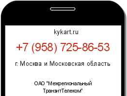 Информация о номере телефона +7 (958) 725-86-53: регион, оператор