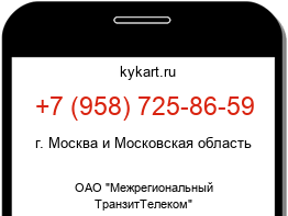 Информация о номере телефона +7 (958) 725-86-59: регион, оператор