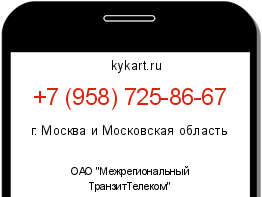 Информация о номере телефона +7 (958) 725-86-67: регион, оператор