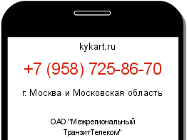 Информация о номере телефона +7 (958) 725-86-70: регион, оператор