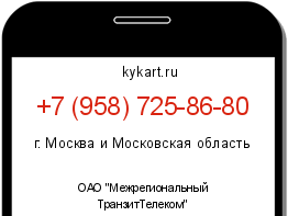 Информация о номере телефона +7 (958) 725-86-80: регион, оператор