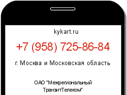 Информация о номере телефона +7 (958) 725-86-84: регион, оператор