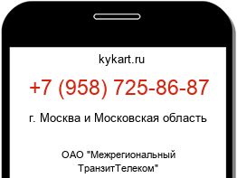 Информация о номере телефона +7 (958) 725-86-87: регион, оператор