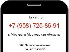 Информация о номере телефона +7 (958) 725-86-91: регион, оператор