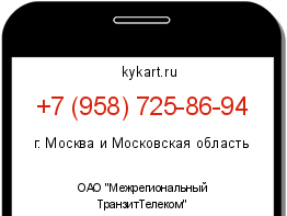 Информация о номере телефона +7 (958) 725-86-94: регион, оператор