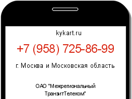 Информация о номере телефона +7 (958) 725-86-99: регион, оператор