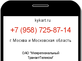 Информация о номере телефона +7 (958) 725-87-14: регион, оператор