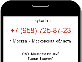 Информация о номере телефона +7 (958) 725-87-23: регион, оператор