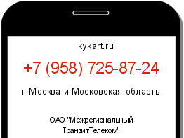 Информация о номере телефона +7 (958) 725-87-24: регион, оператор