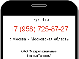 Информация о номере телефона +7 (958) 725-87-27: регион, оператор