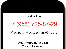 Информация о номере телефона +7 (958) 725-87-29: регион, оператор