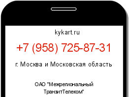Информация о номере телефона +7 (958) 725-87-31: регион, оператор
