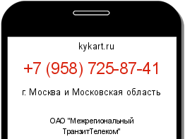 Информация о номере телефона +7 (958) 725-87-41: регион, оператор
