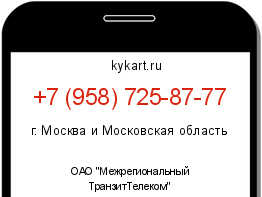 Информация о номере телефона +7 (958) 725-87-77: регион, оператор