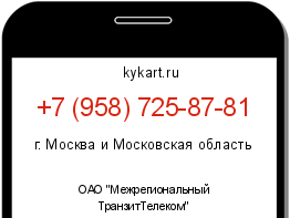 Информация о номере телефона +7 (958) 725-87-81: регион, оператор
